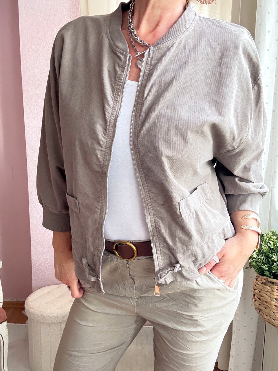 Jacke Terry Taupe Feincord - FROLLEIN KÄTHE Shop