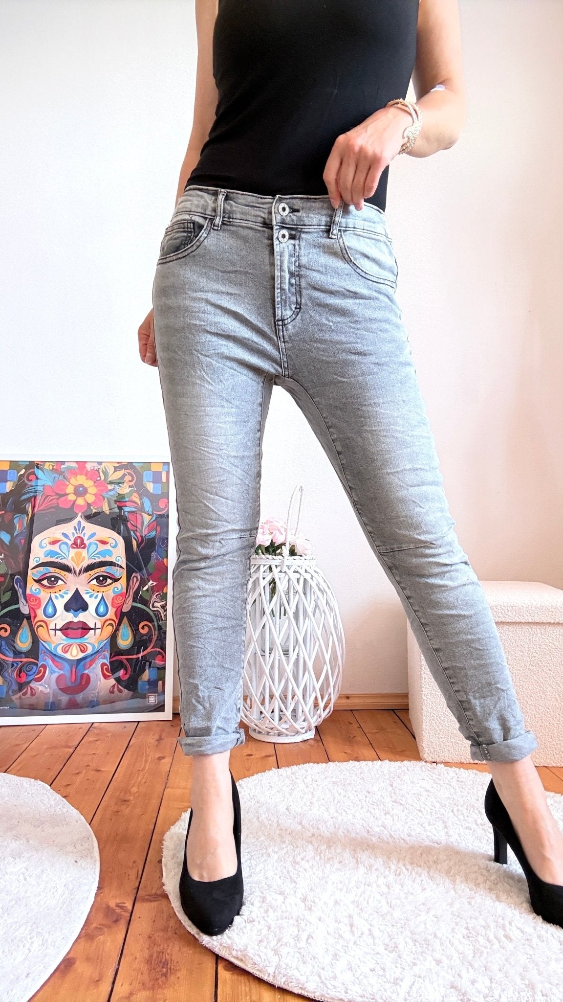 Jeans Fantastisch Elastisch Hellgrau Denim - FROLLEIN KÄTHE Shop