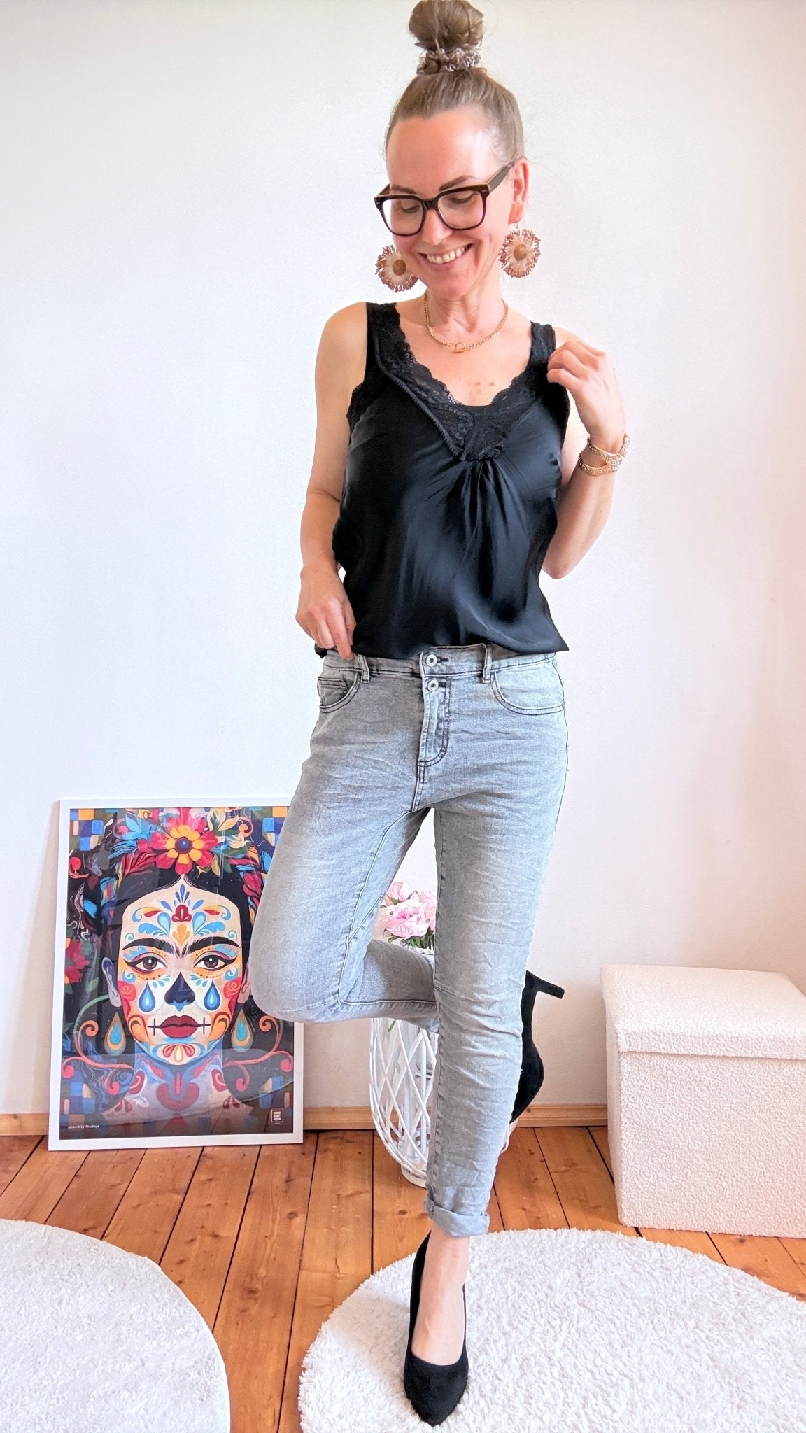 Jeans Fantastisch Elastisch Hellgrau Denim - FROLLEIN KÄTHE Shop