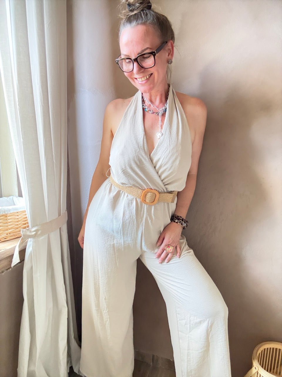 Jumpsuit Marla mit Gürtel Cream - FROLLEIN KÄTHE Shop