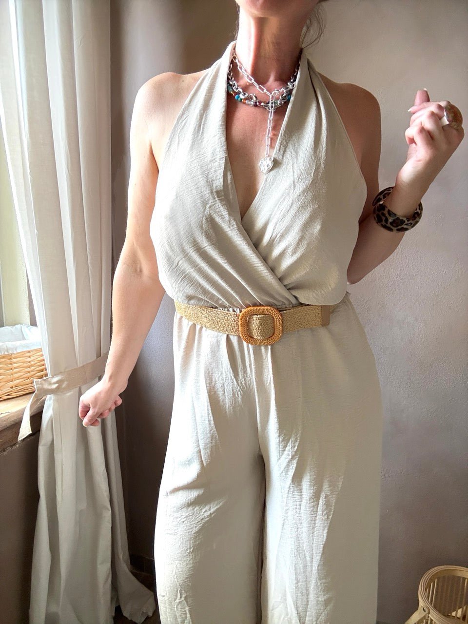 Jumpsuit Marla mit Gürtel Cream - FROLLEIN KÄTHE Shop