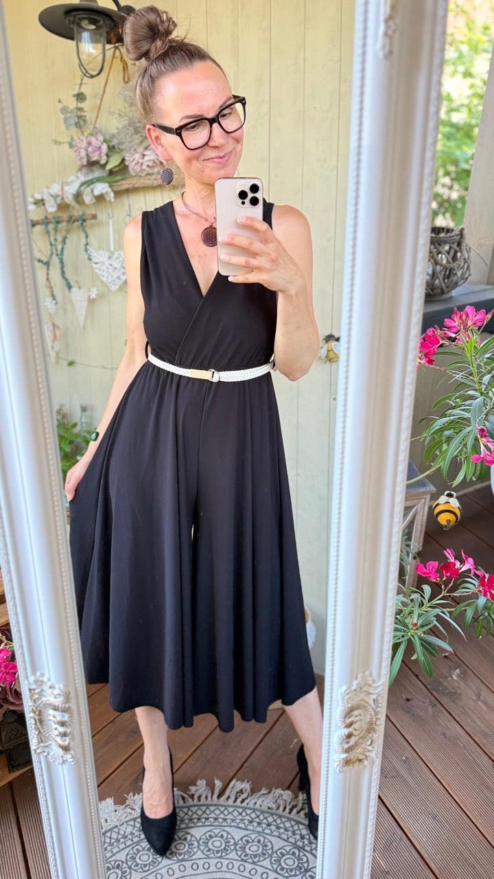 Jumpsuit Taira Schwarz mit Gürtel - FROLLEIN KÄTHE Shop
