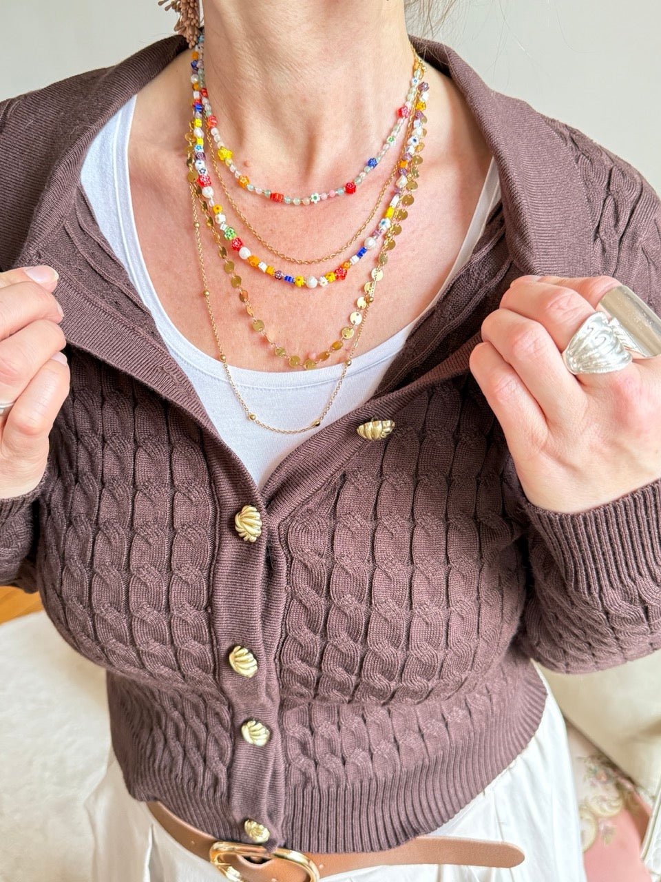 Kette Blumen & Perlen Edelstahl - FROLLEIN KÄTHE Shop