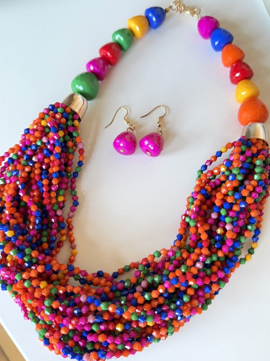 Kette & Ohrringe Perlentraum Bunt - FROLLEIN KÄTHE Shop