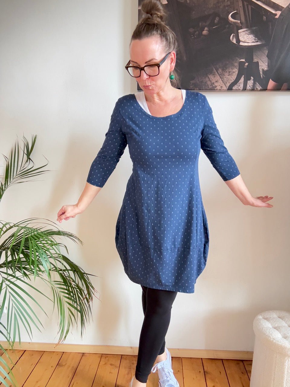 Kleid Ballonkleid Ankerliebe Blau - FROLLEIN KÄTHE Shop