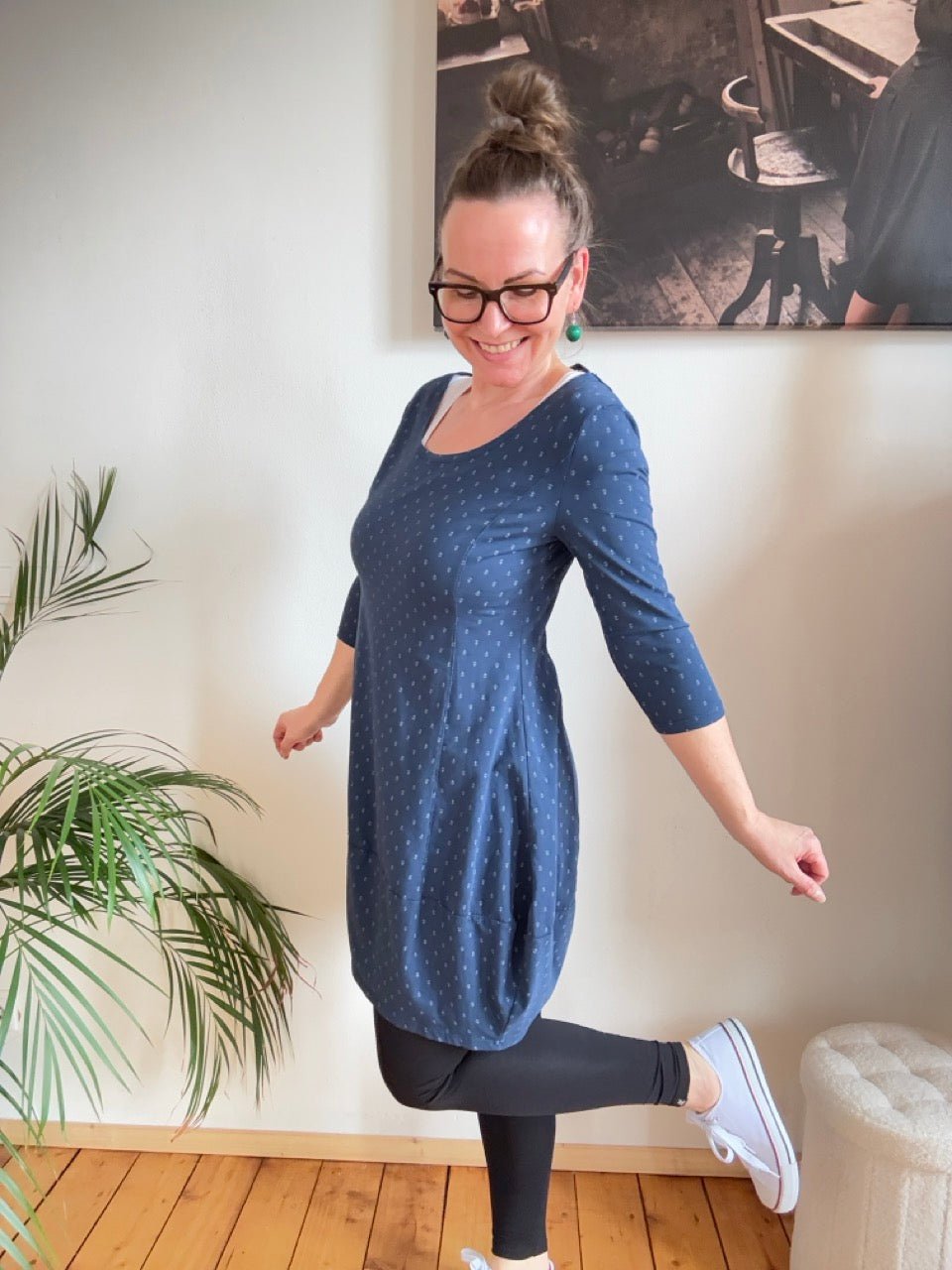 Kleid Ballonkleid Ankerliebe Blau - FROLLEIN KÄTHE Shop