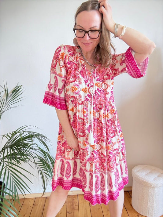 Kleid Frida Farbenfroh Pink - FROLLEIN KÄTHE Shop