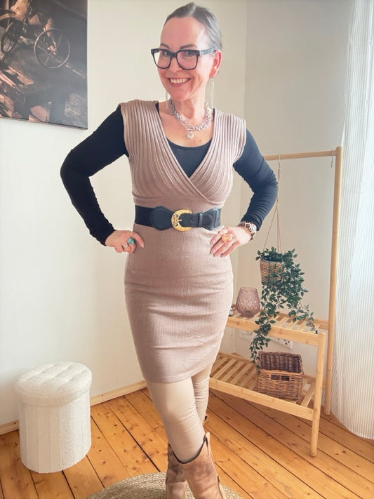 Kleid Lissy Cappuccino mit Gürtel - FROLLEIN KÄTHE Shop