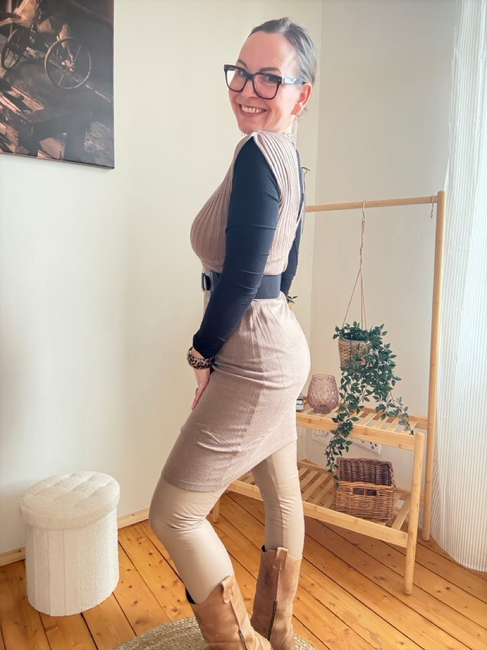 Kleid Lissy Cappuccino mit Gürtel - FROLLEIN KÄTHE Shop
