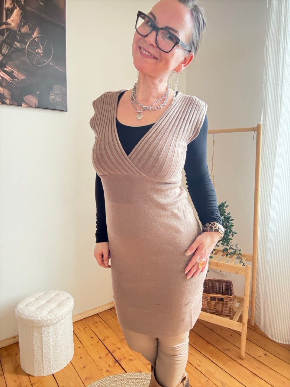 Kleid Lissy Cappuccino mit Gürtel - FROLLEIN KÄTHE Shop