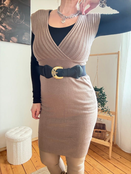 Kleid Lissy Cappuccino mit Gürtel - FROLLEIN KÄTHE Shop