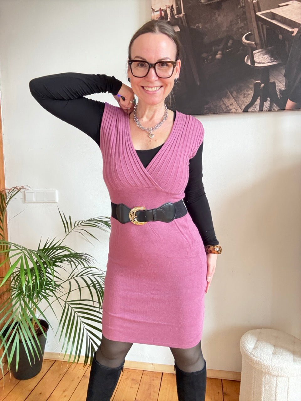Kleid Lissy Rose mit Gürtel - FROLLEIN KÄTHE Shop