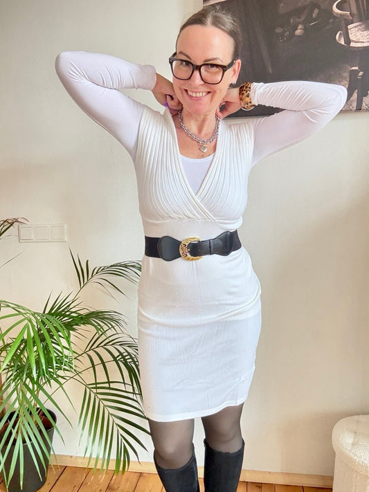 Kleid Lissy Weiß mit Gürtel - FROLLEIN KÄTHE Shop