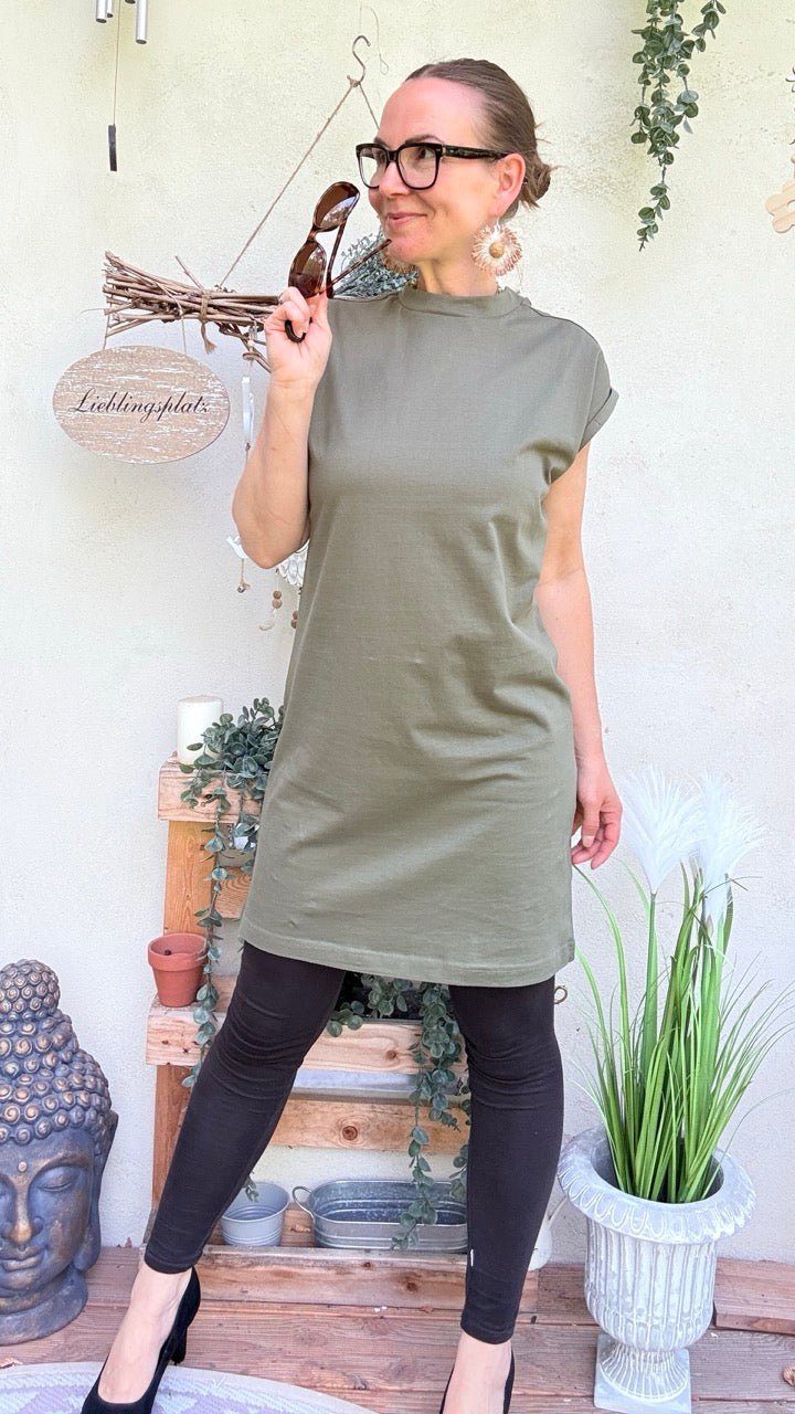 Kleid Long Shirt Leise Liebe Olive - FROLLEIN KÄTHE Shop