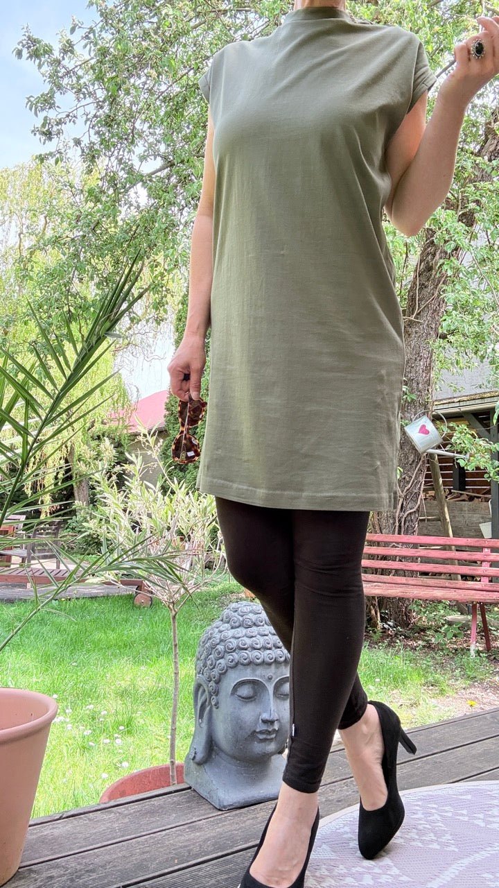 Kleid Long Shirt Leise Liebe Olive - FROLLEIN KÄTHE Shop