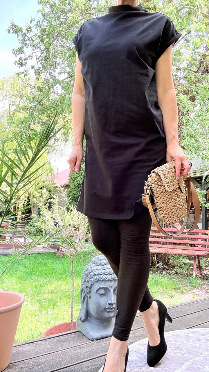 Kleid Long Shirt Leise Liebe Schwarz - FROLLEIN KÄTHE Shop