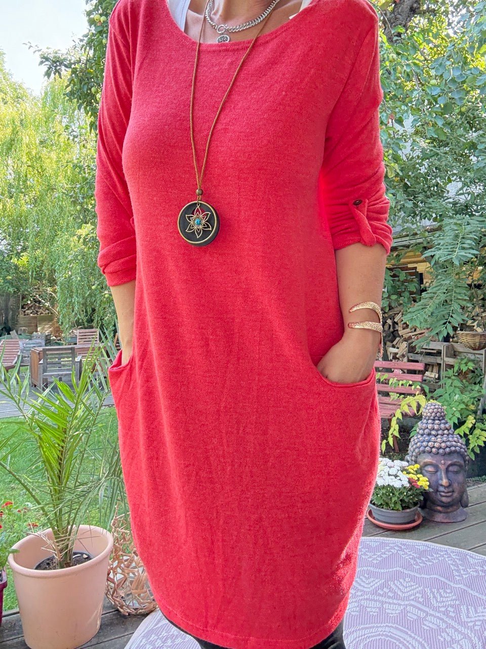 Kleid Lora mit Kette Rot Koralle - FROLLEIN KÄTHE Shop