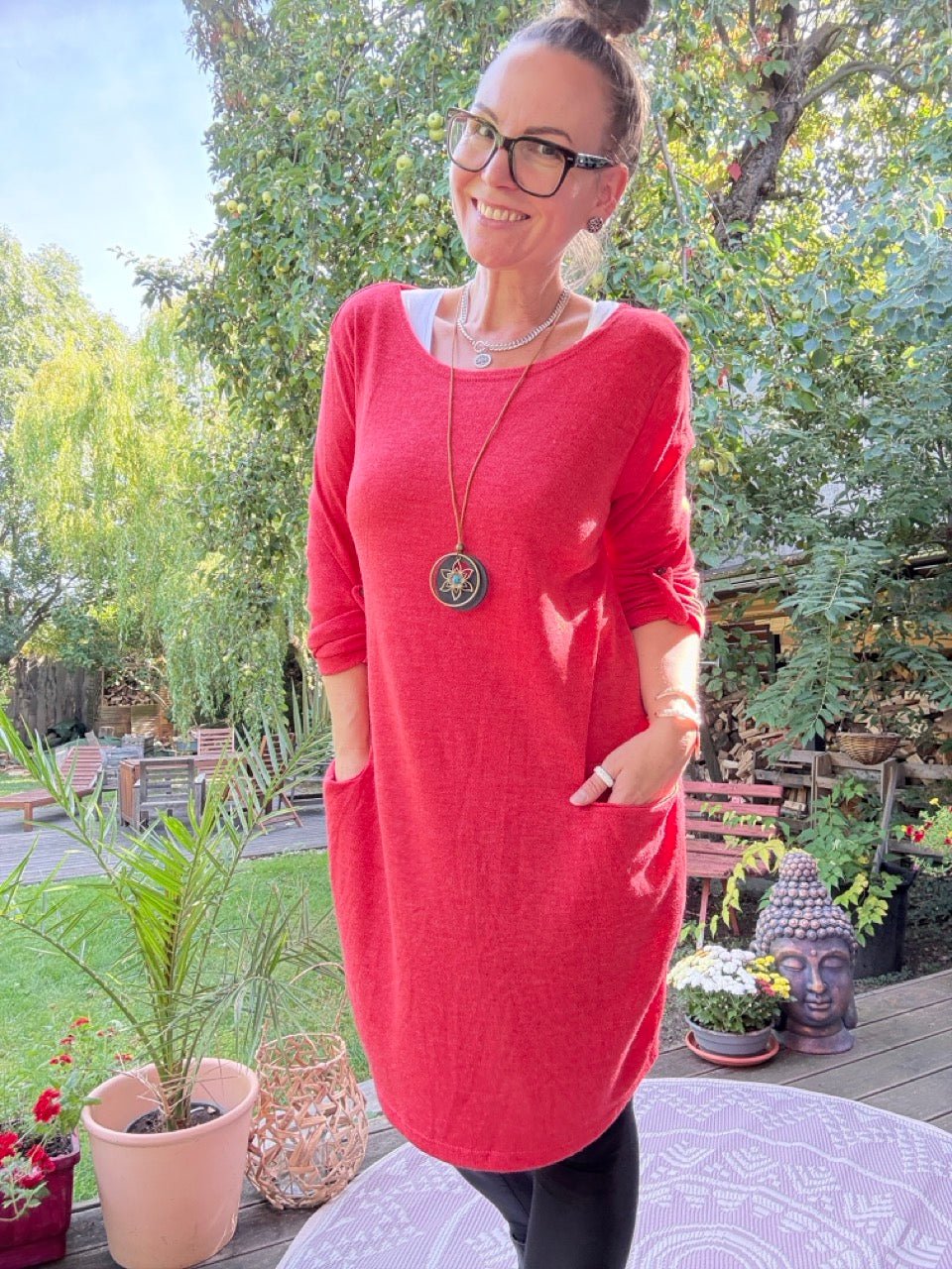 Kleid Lora mit Kette Rot Koralle - FROLLEIN KÄTHE Shop