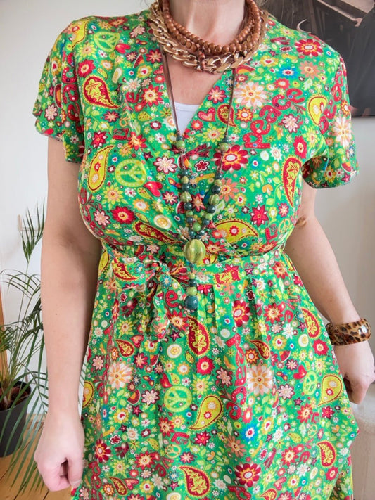Kleid Love & Peace Grün - FROLLEIN KÄTHE Shop