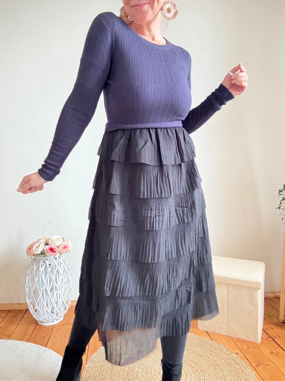 Kleid Ronja Blau Schwarz - FROLLEIN KÄTHE Shop