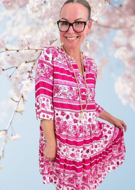Kleid Tunika Morgentau Fuchsia - FROLLEIN KÄTHE Shop