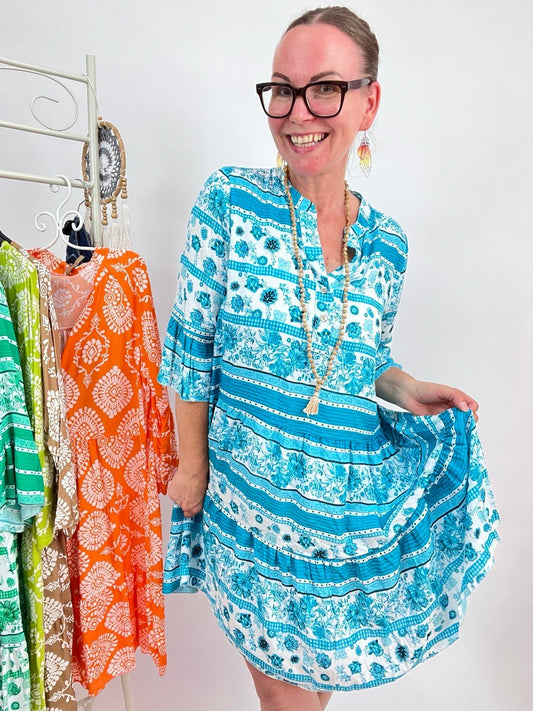 Kleid Tunika Morgentau Ozeanblau - FROLLEIN KÄTHE Shop