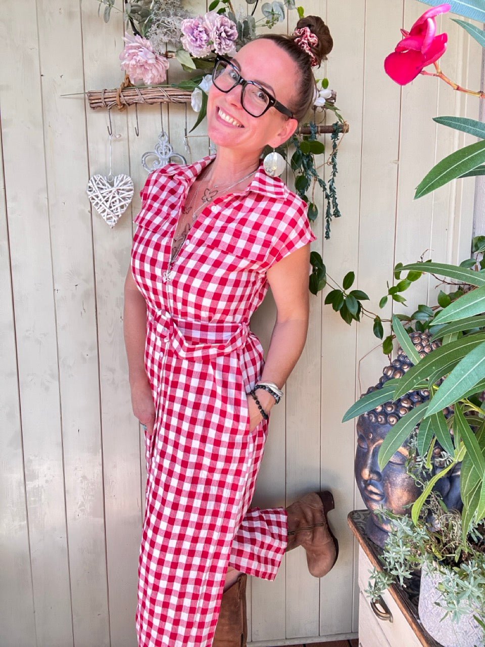 Kleid Vichy Rot Weiß - FROLLEIN KÄTHE Shop