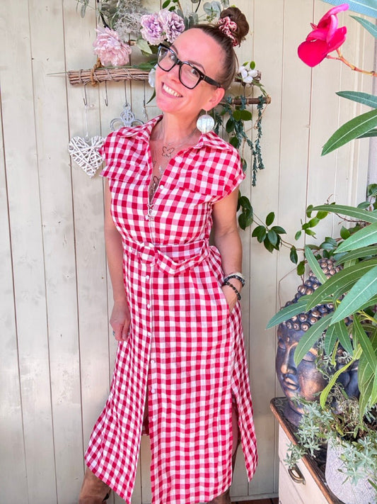 Kleid Vichy Rot Weiß - FROLLEIN KÄTHE Shop