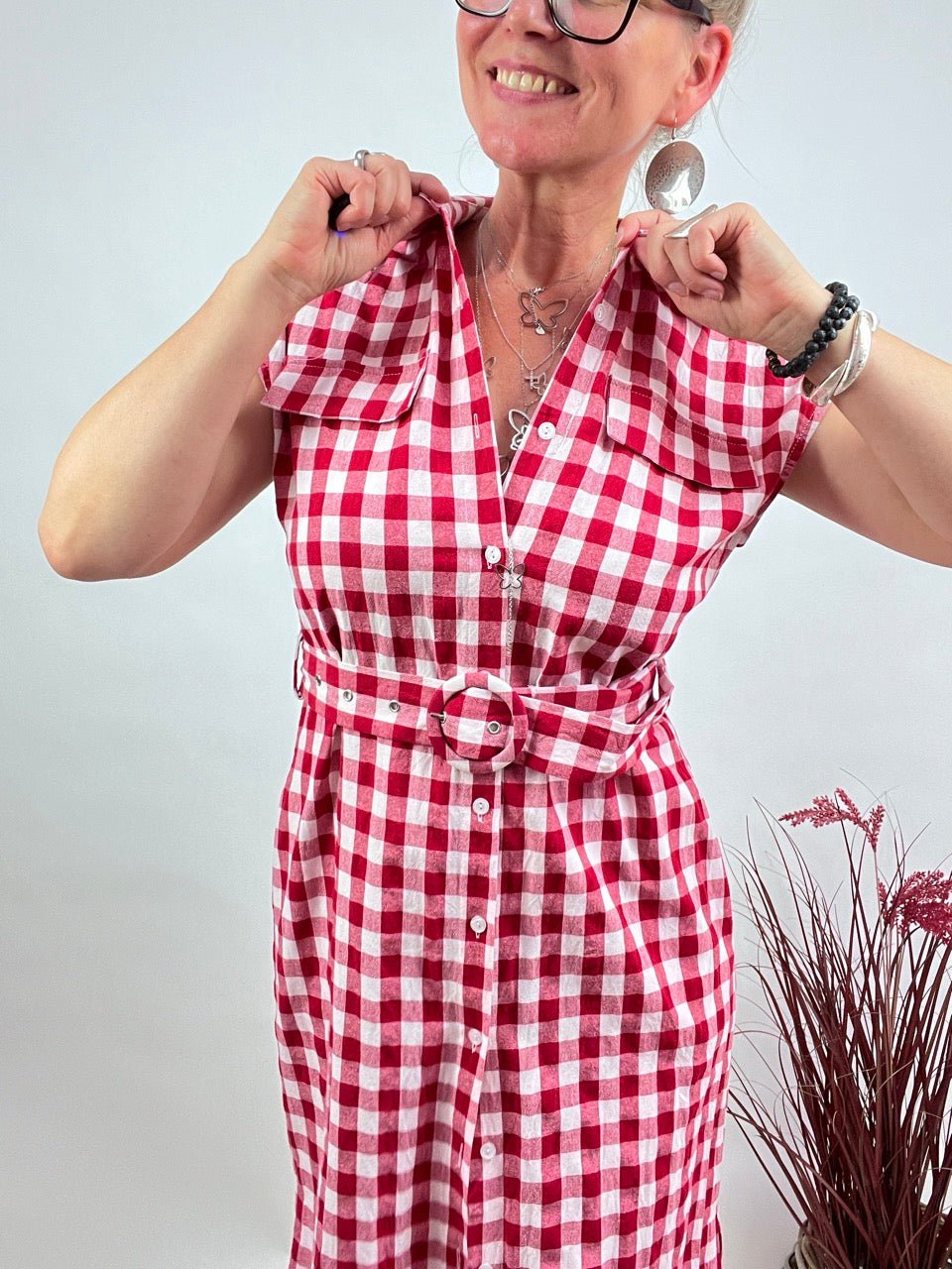 Kleid Vichy Rot Weiß - FROLLEIN KÄTHE Shop