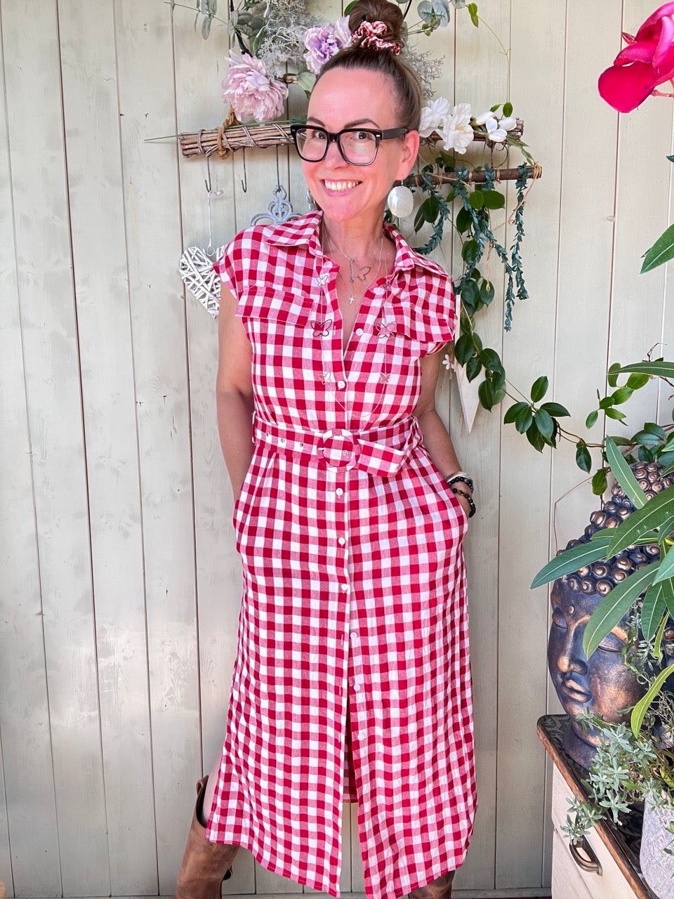 Kleid Vichy Rot Weiß - FROLLEIN KÄTHE Shop