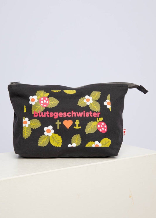 Kosmetiktasche Erdbeernascherl Schwarz - FROLLEIN KÄTHE Shop