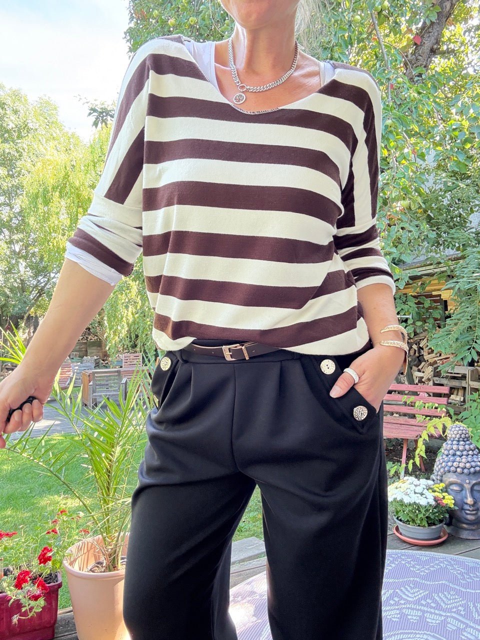 Langarm Shirt Chocolate Stripe - FROLLEIN KÄTHE Shop