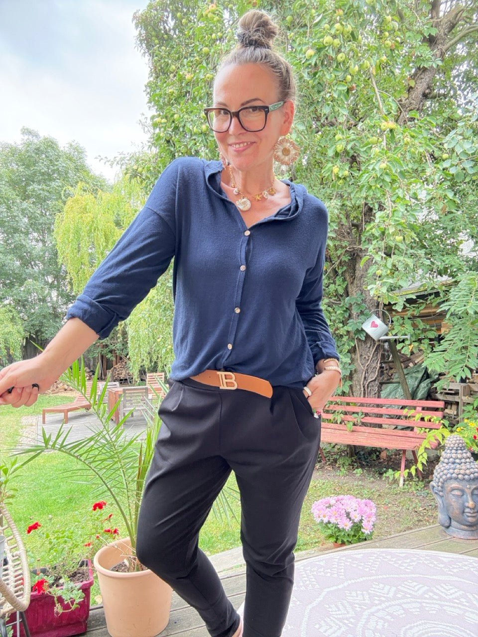 Langarm Shirt Lori Blau - FROLLEIN KÄTHE Shop