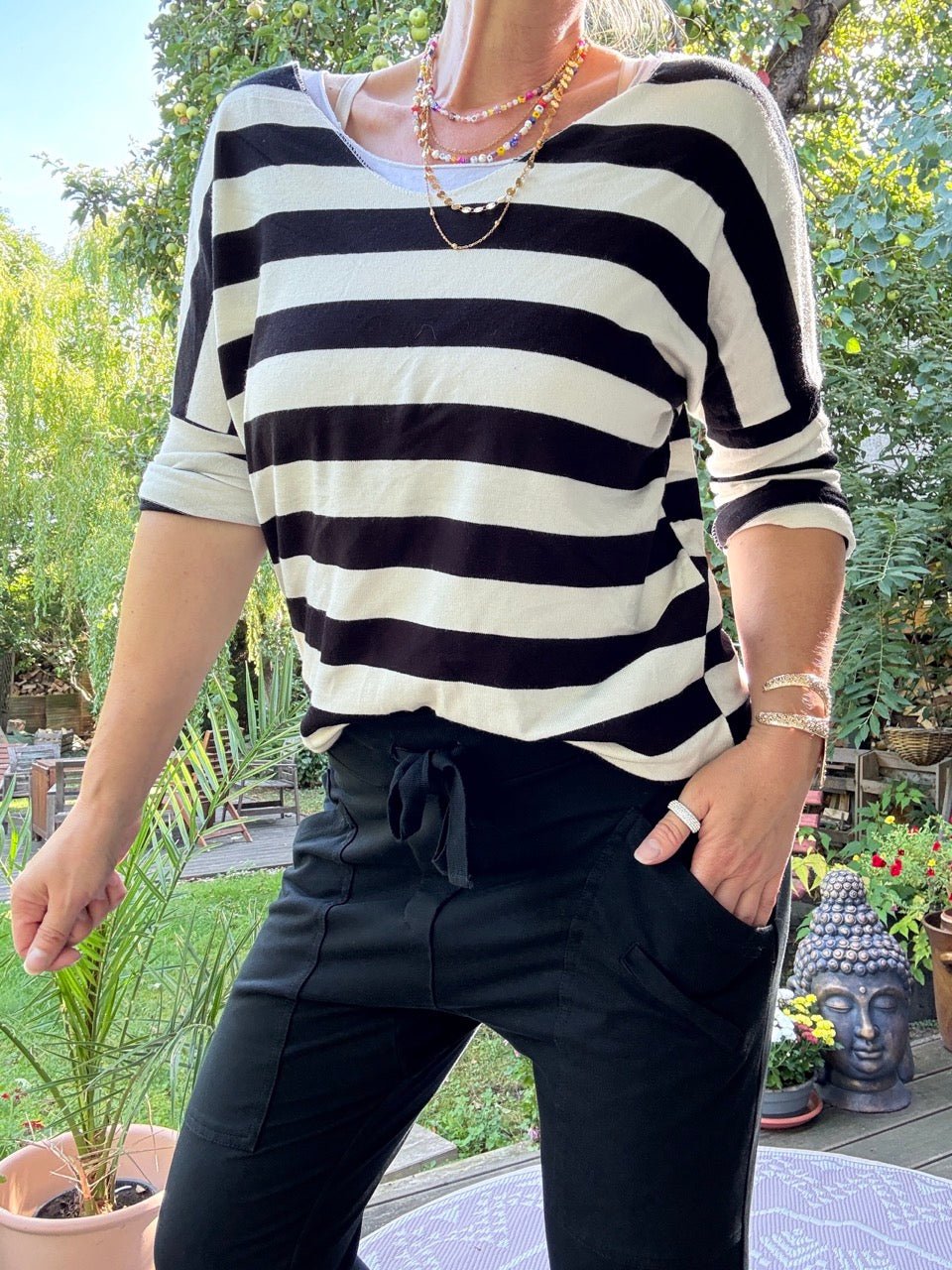 Langarm Shirt Schwarz Weiß - FROLLEIN KÄTHE Shop