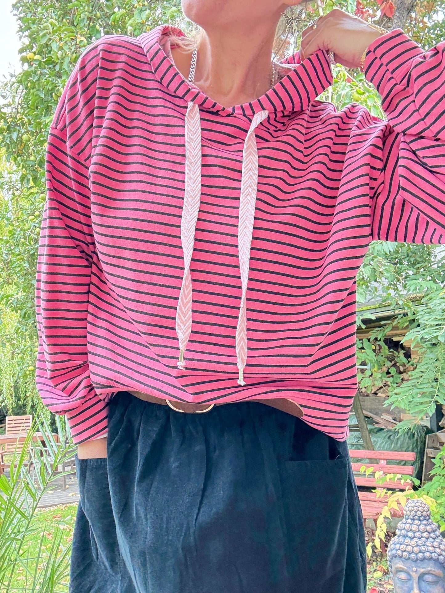 Langarm Shirt Svenja Himbeer Schwarz - FROLLEIN KÄTHE Shop
