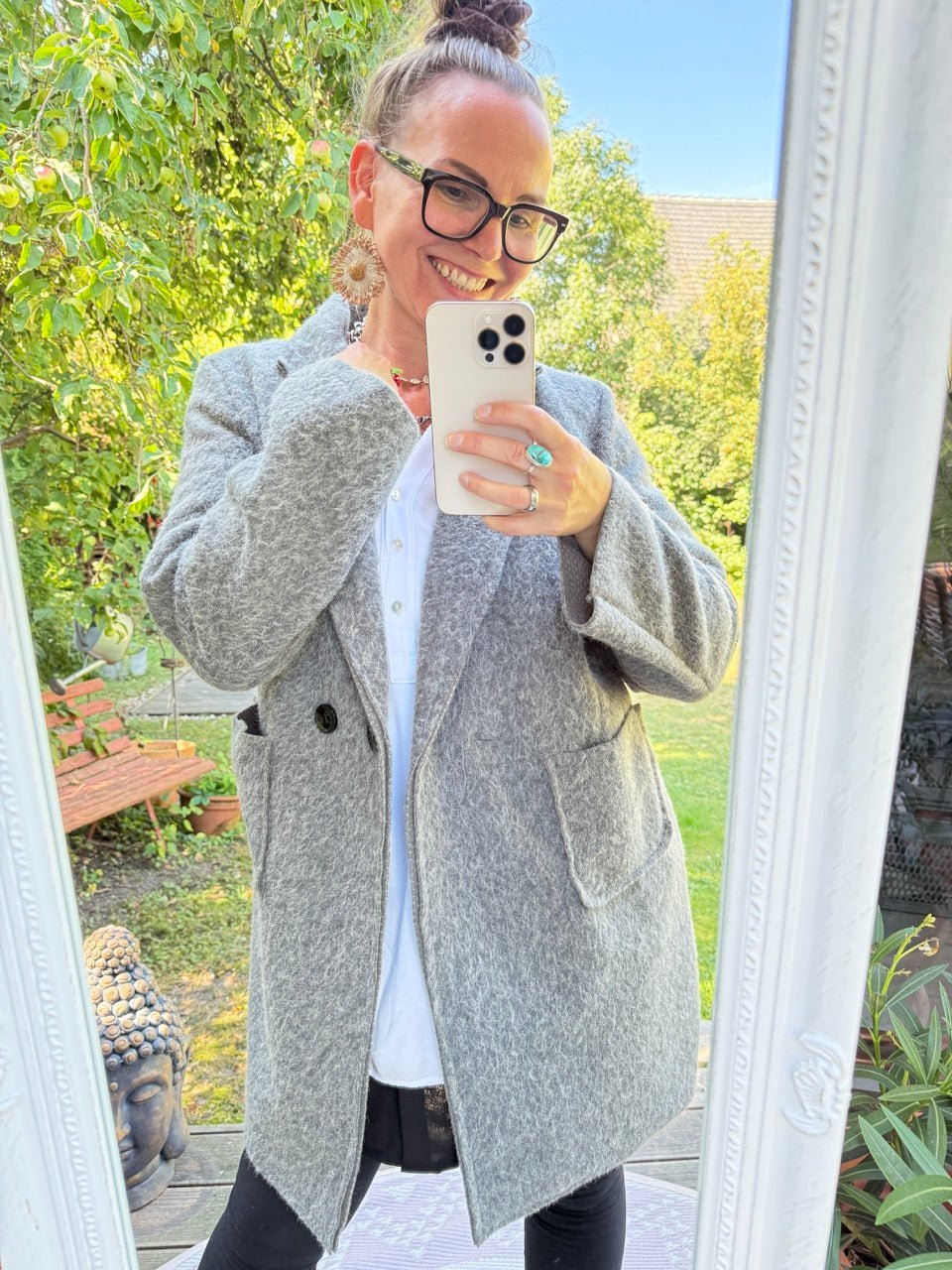 Mantel Jacke Fräulein Flauschig Grau - FROLLEIN KÄTHE Shop