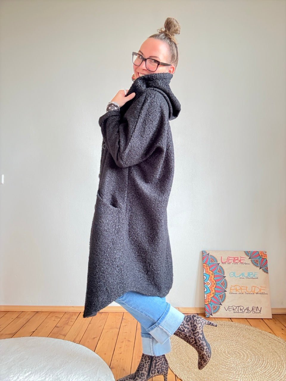 Mantel Jacke Glücksglocke Schwarz - FROLLEIN KÄTHE Shop