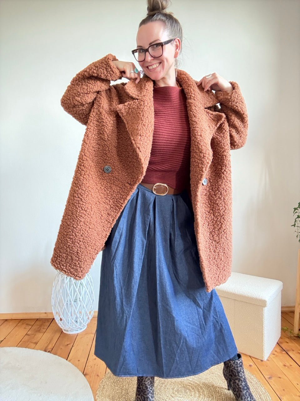 Mantel Jacke Kuschelliese Nugat - FROLLEIN KÄTHE Shop