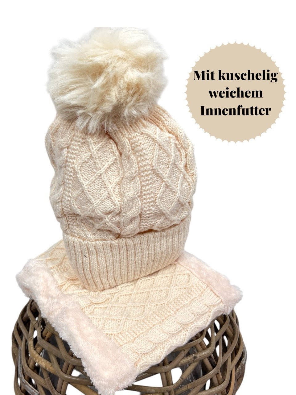 Mütze & Halswärmer Set Cream - FROLLEIN KÄTHE Shop