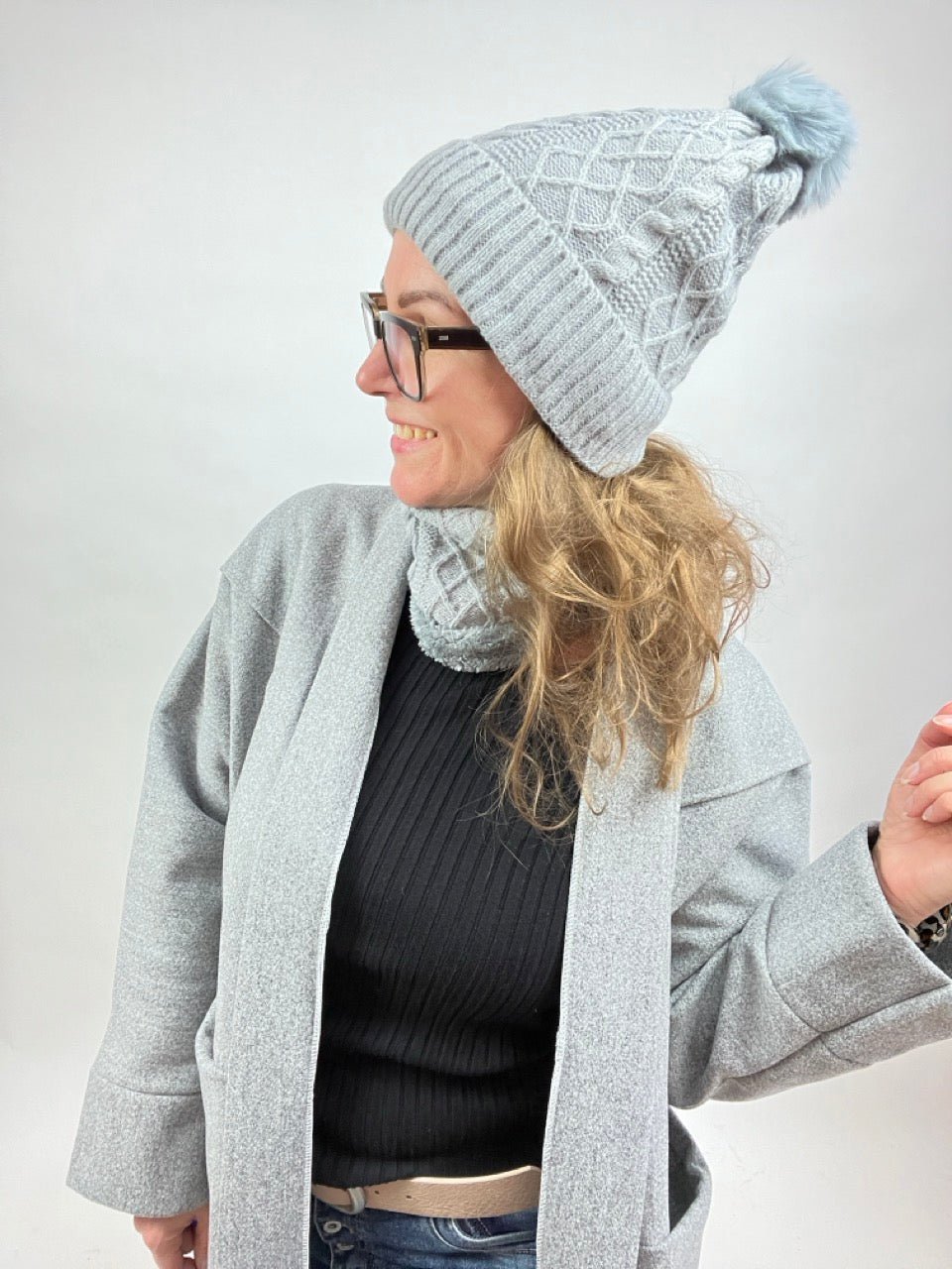Mütze & Halswärmer Set Grau - FROLLEIN KÄTHE Shop