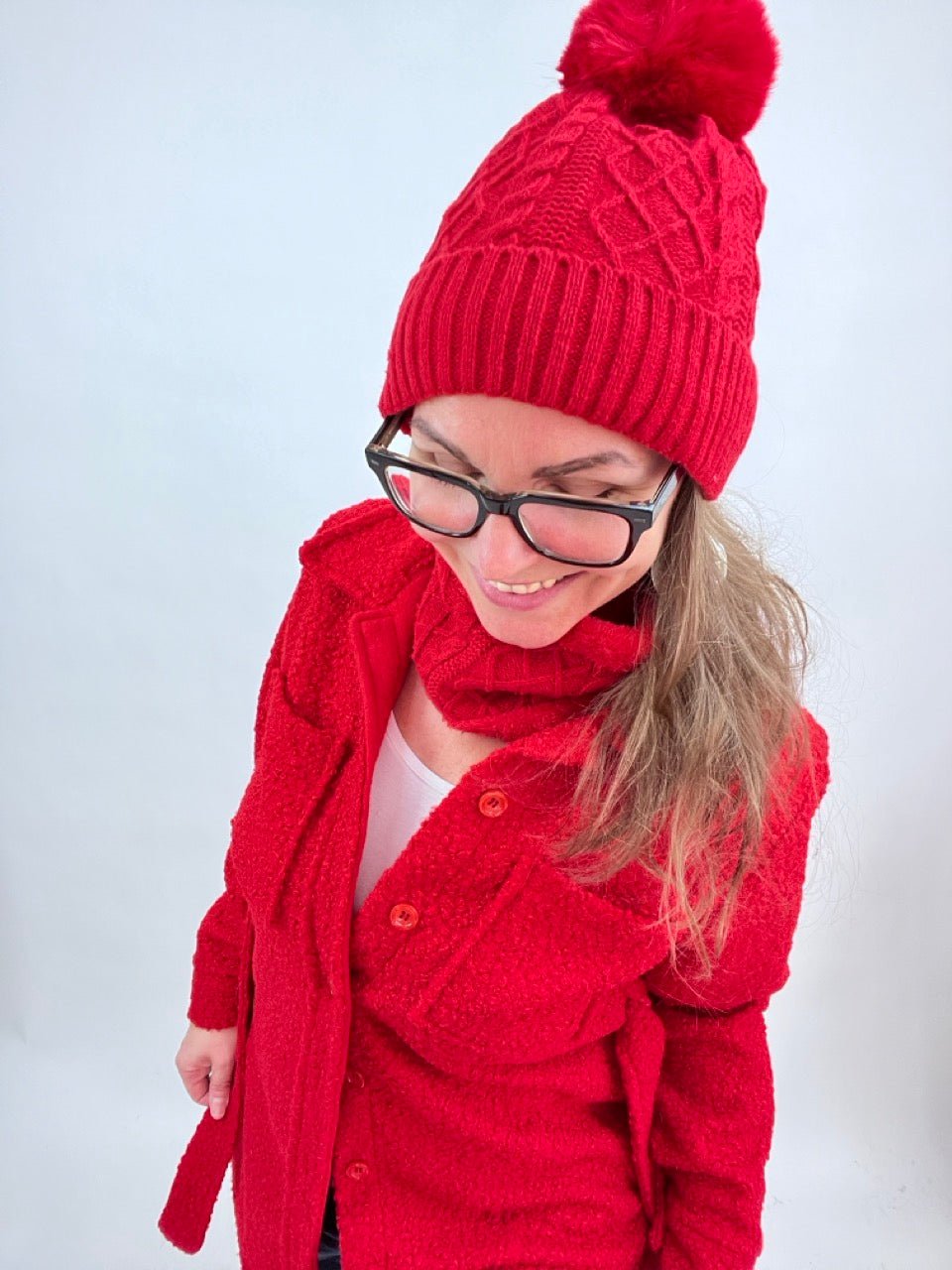 Mütze & Halswärmer Set Schwarz Rot - FROLLEIN KÄTHE Shop