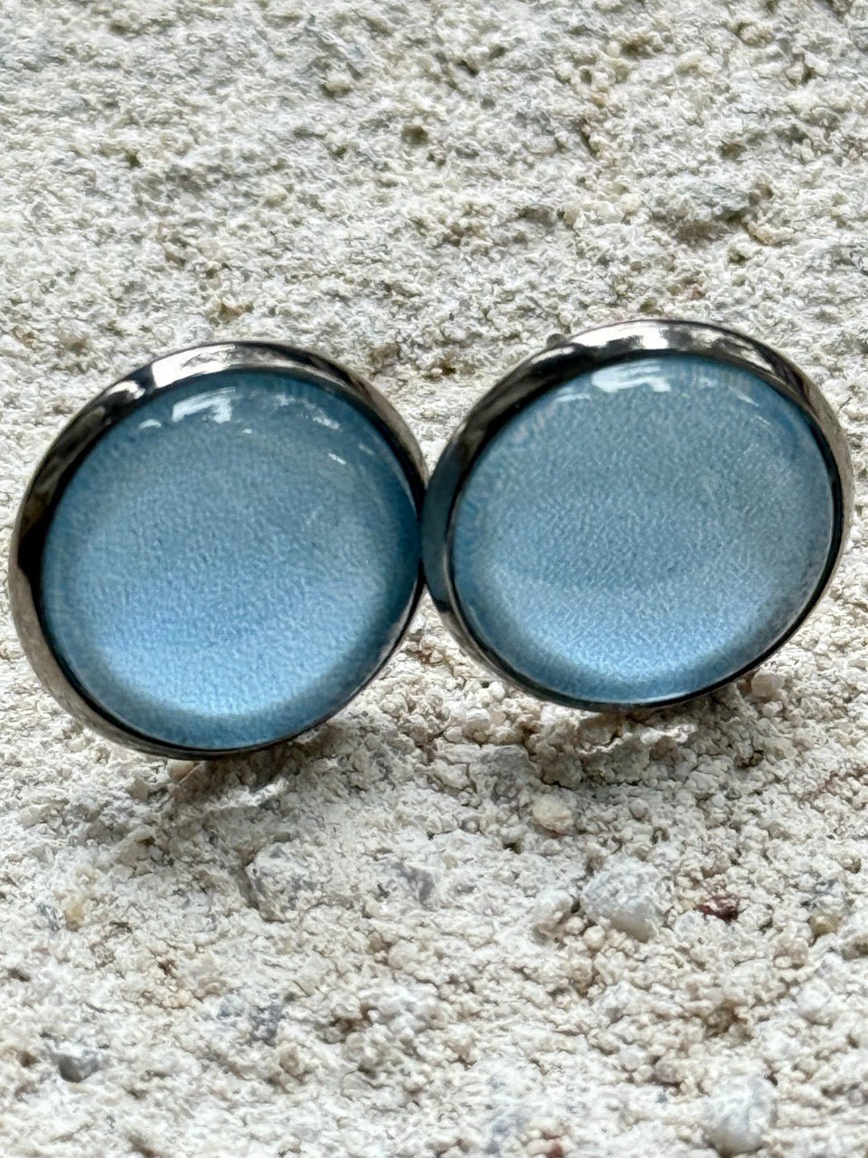 Ohrstecker Edelstahl Kiki Hellblau Uni 12mm - FROLLEIN KÄTHE Shop