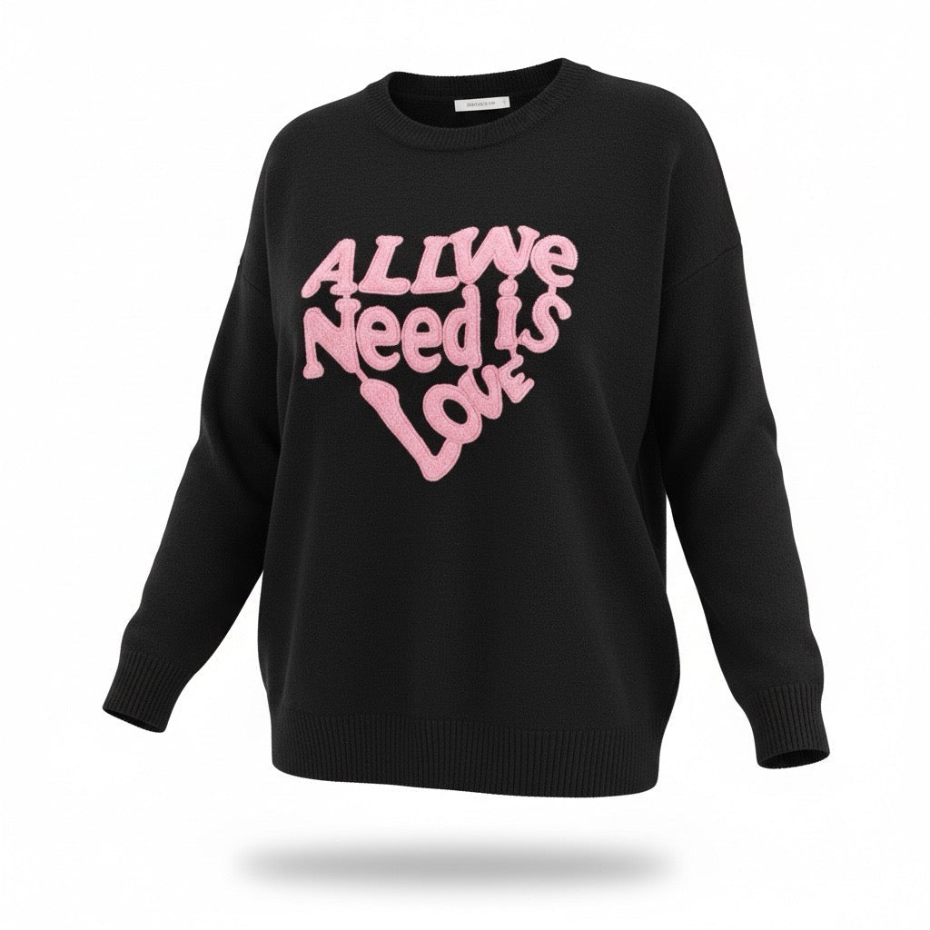 Pulli All we need is love Schwarz - FROLLEIN KÄTHE Shop