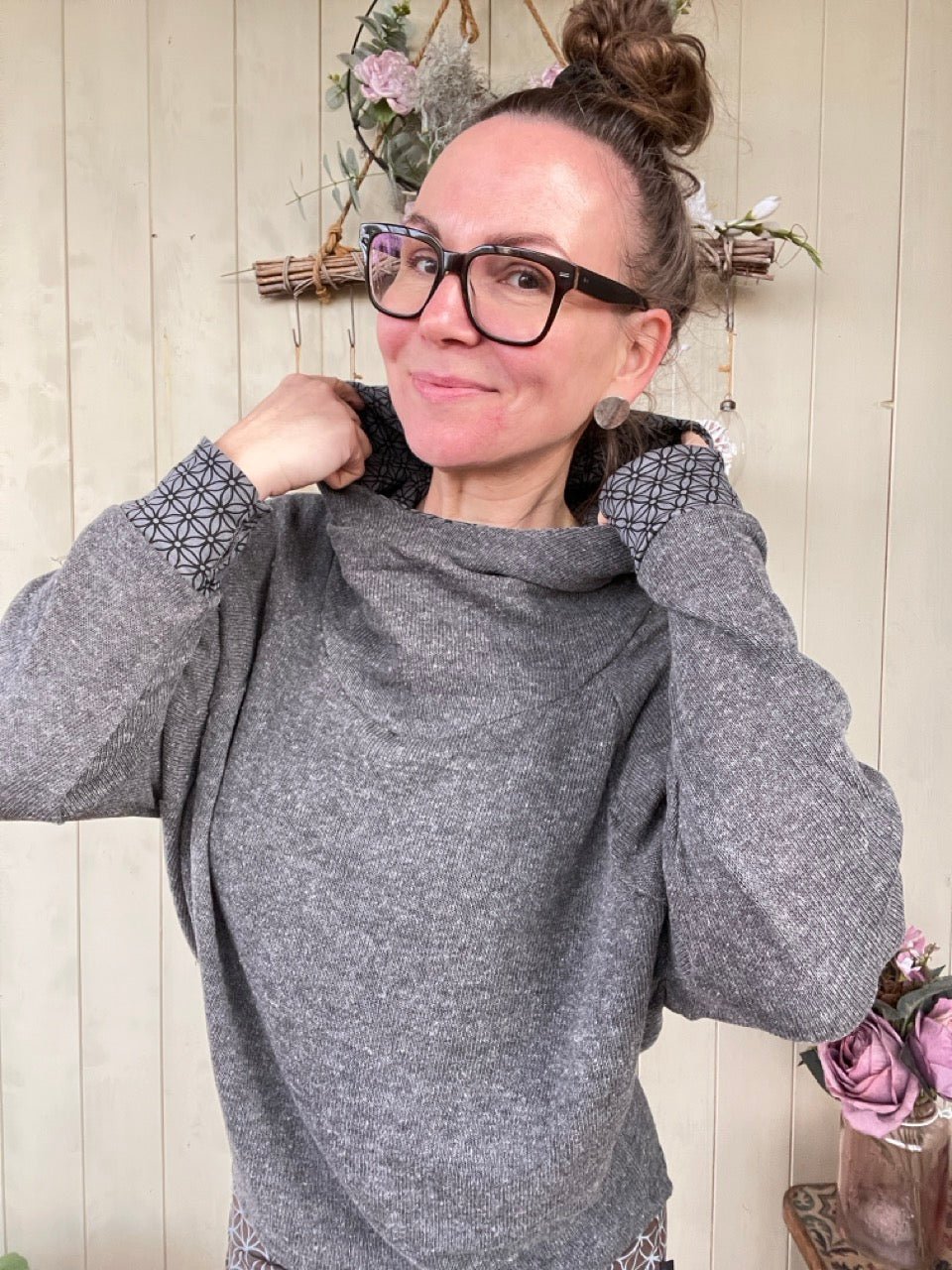 Pulli Blume des Lebens Grau - FROLLEIN KÄTHE Shop