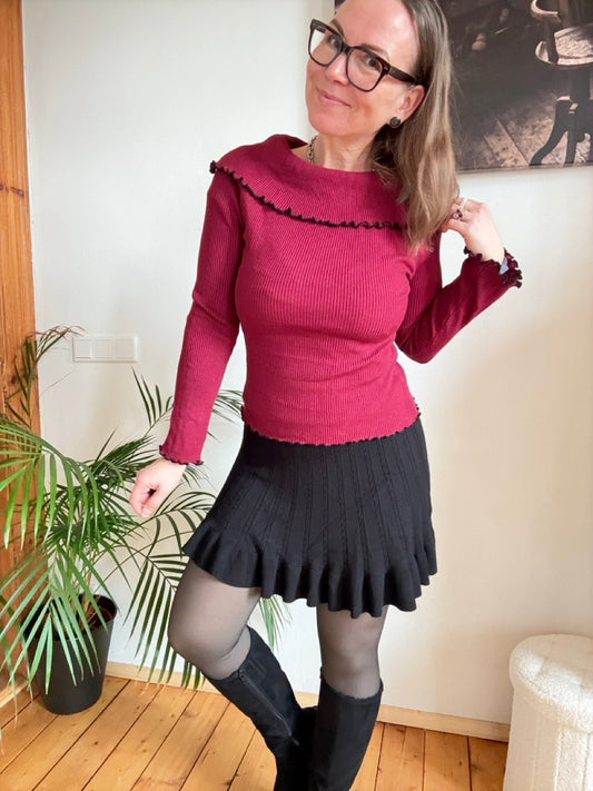 Pulli Carmen Dunkelrot - FROLLEIN KÄTHE Shop