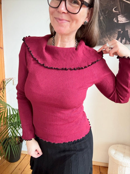 Pulli Carmen Dunkelrot - FROLLEIN KÄTHE Shop