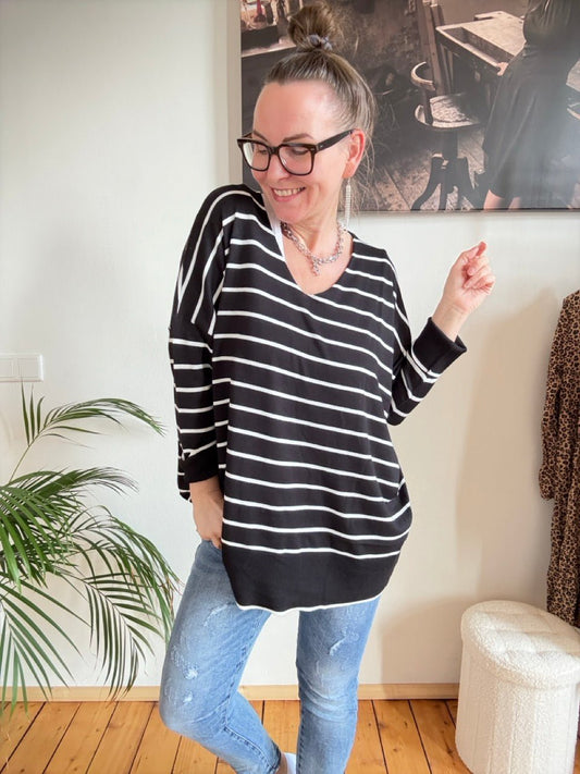 Pulli Cora Stripe Schwarz Weiß - FROLLEIN KÄTHE Shop