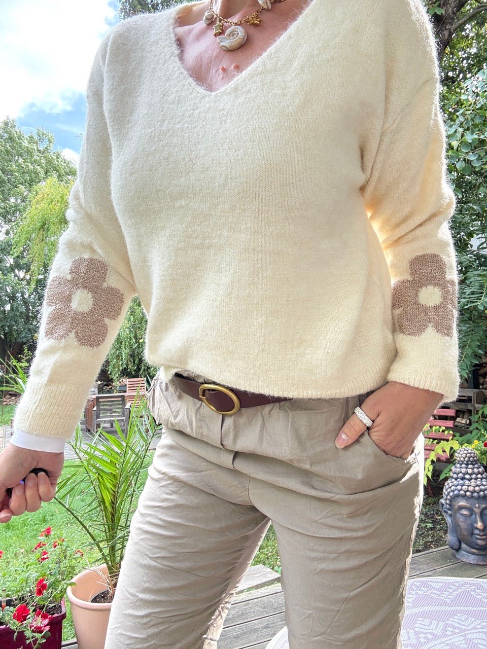 Pulli Cozy Flower Cream - FROLLEIN KÄTHE Shop