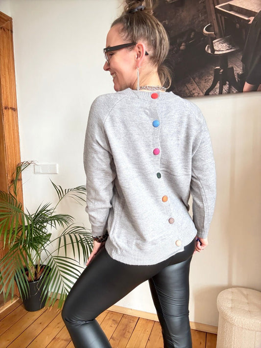 Pulli kunterbunt Grau - FROLLEIN KÄTHE Shop