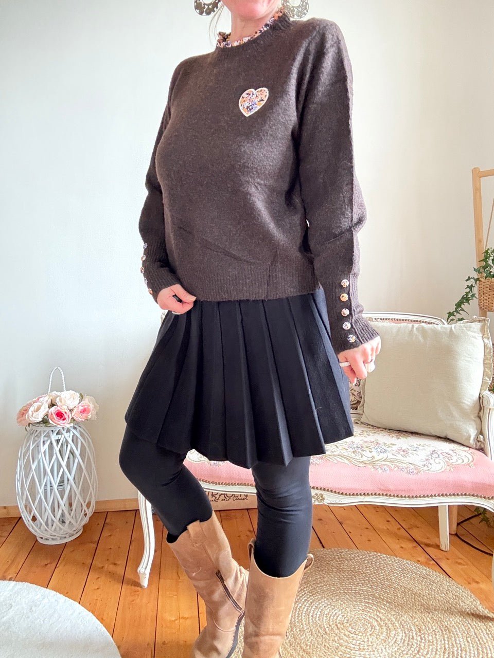 Pulli Liebeslieschen Schoko Braun - FROLLEIN KÄTHE Shop